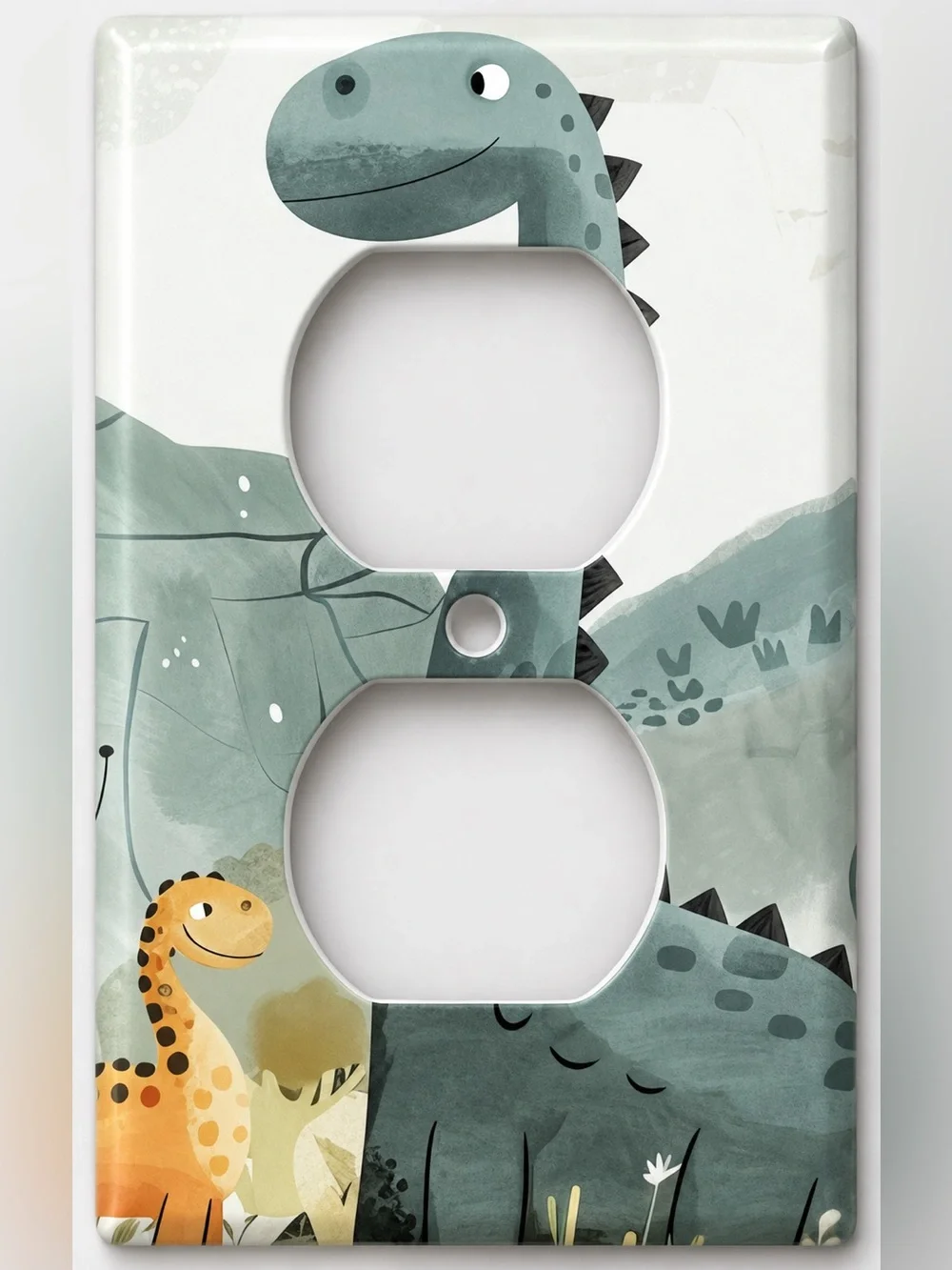 Handmade Cute Dinosaur Nursery Duplex Outlet Cover Plate